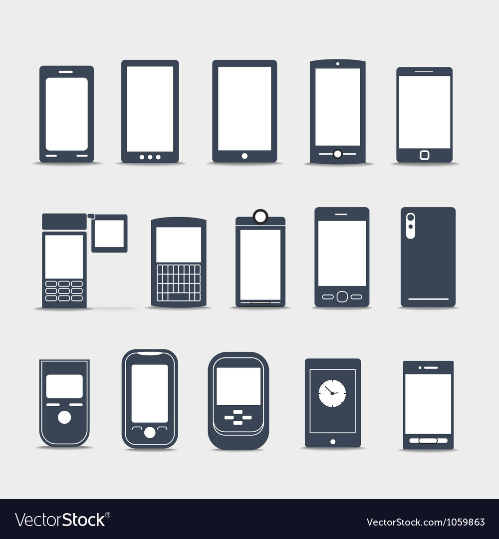 Modern mobile gadgets silhouettes Royalty Free Vector Image