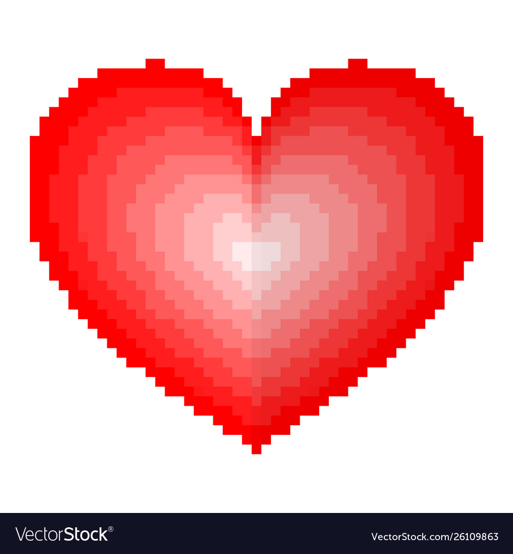 Red heart in pixel style