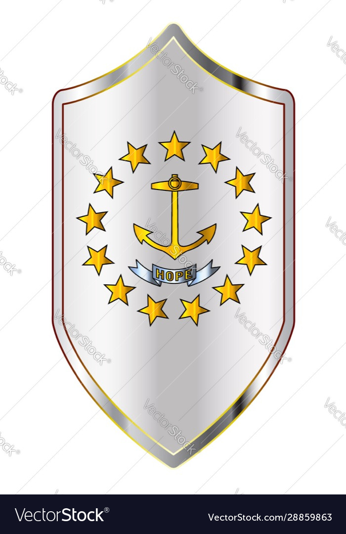 Rhode island state flag on a crusader style shield