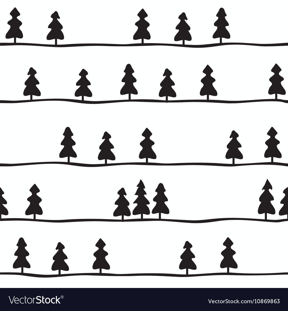 Seamless pattern with black and white firtrees Vector Image