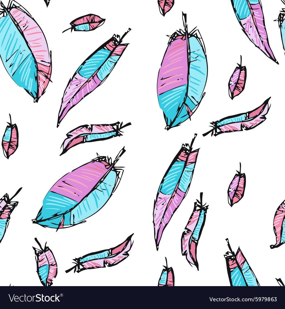 Seamless pattern with feathers