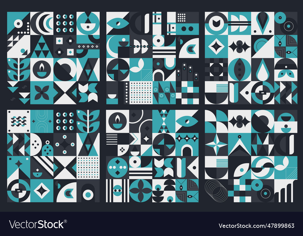Set abstract geometric pattern design in modern