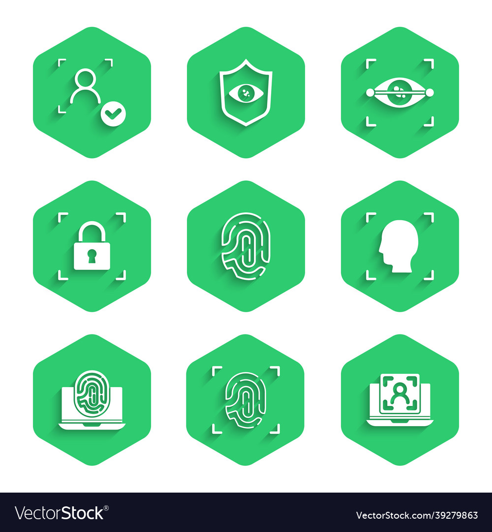 Set fingerprint laptop with face recognition vector image Set fingerprint laptop with face recognition