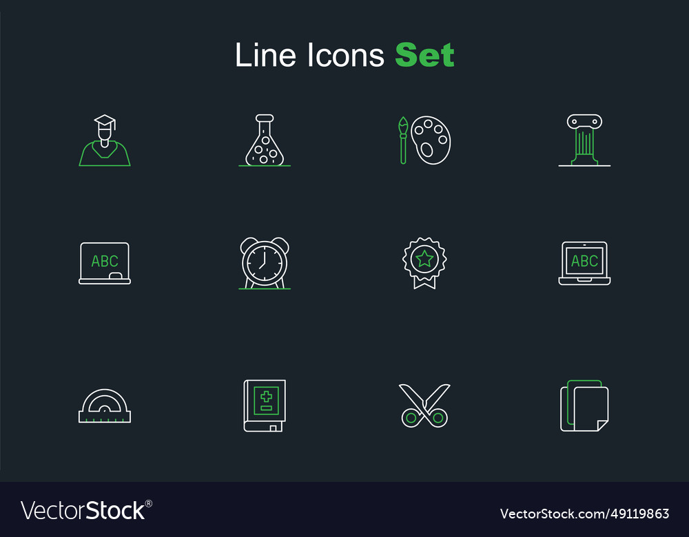 Set line file document scissors book