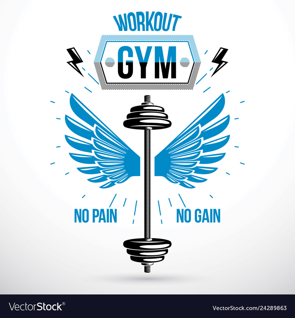 Sports club emblem barbell symbol composed vector image Sports club emblem barbell symbol composed