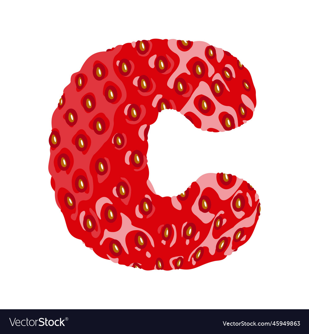 Strawberry font letter c alphabetical character vector image Strawberry font letter c alphabetical character