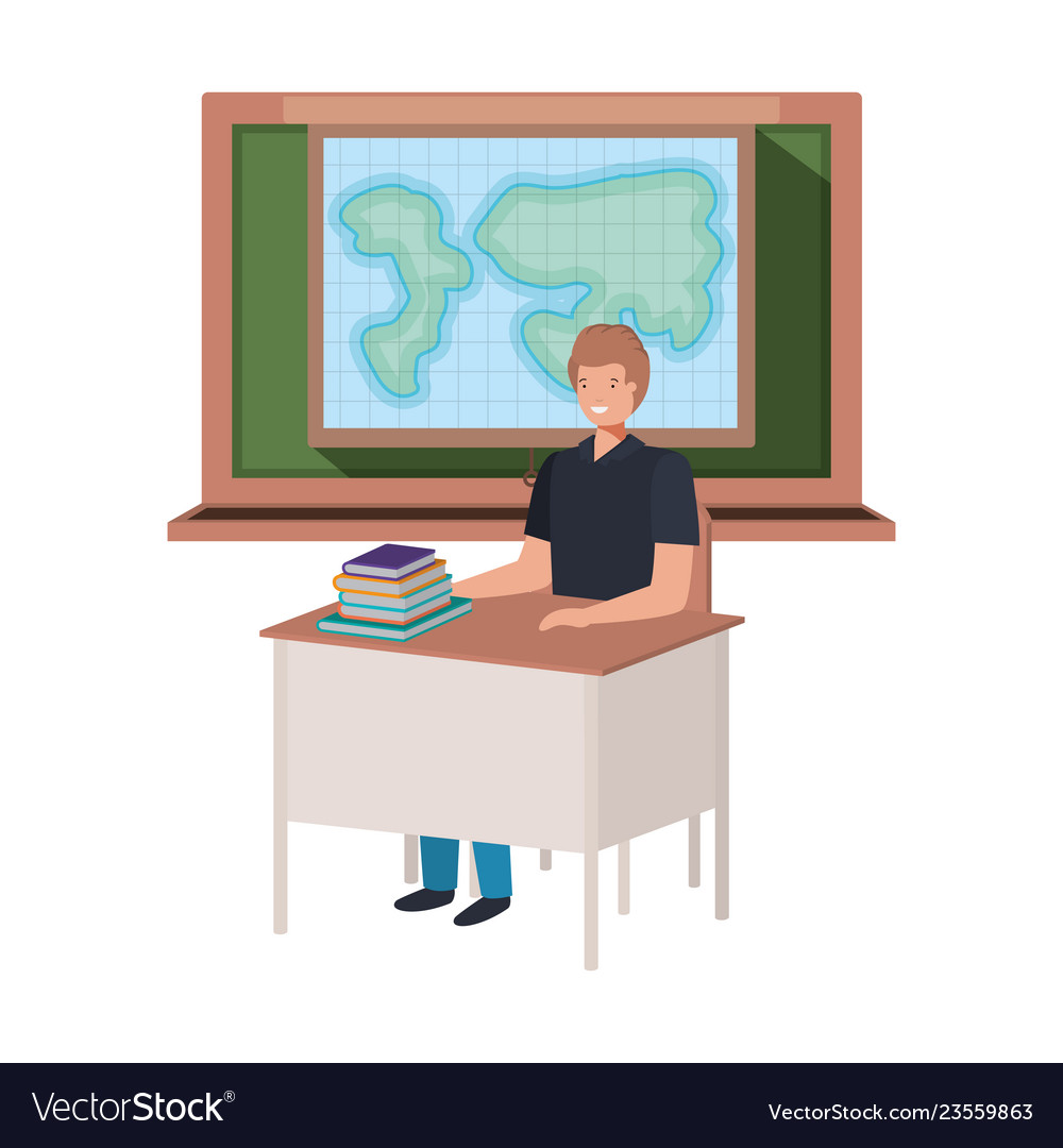 Teacher in the geography class