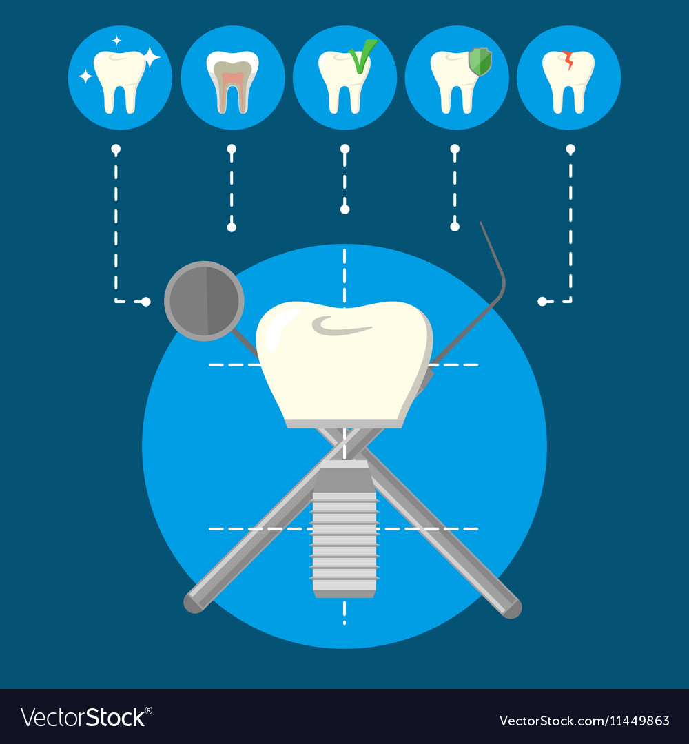 Tooth implant and dental teeth icons