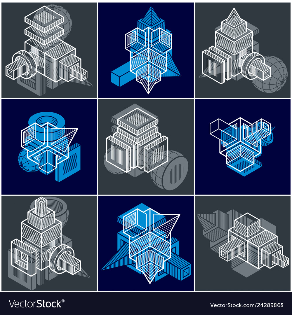 Abstract set isometric dimensional shapes
