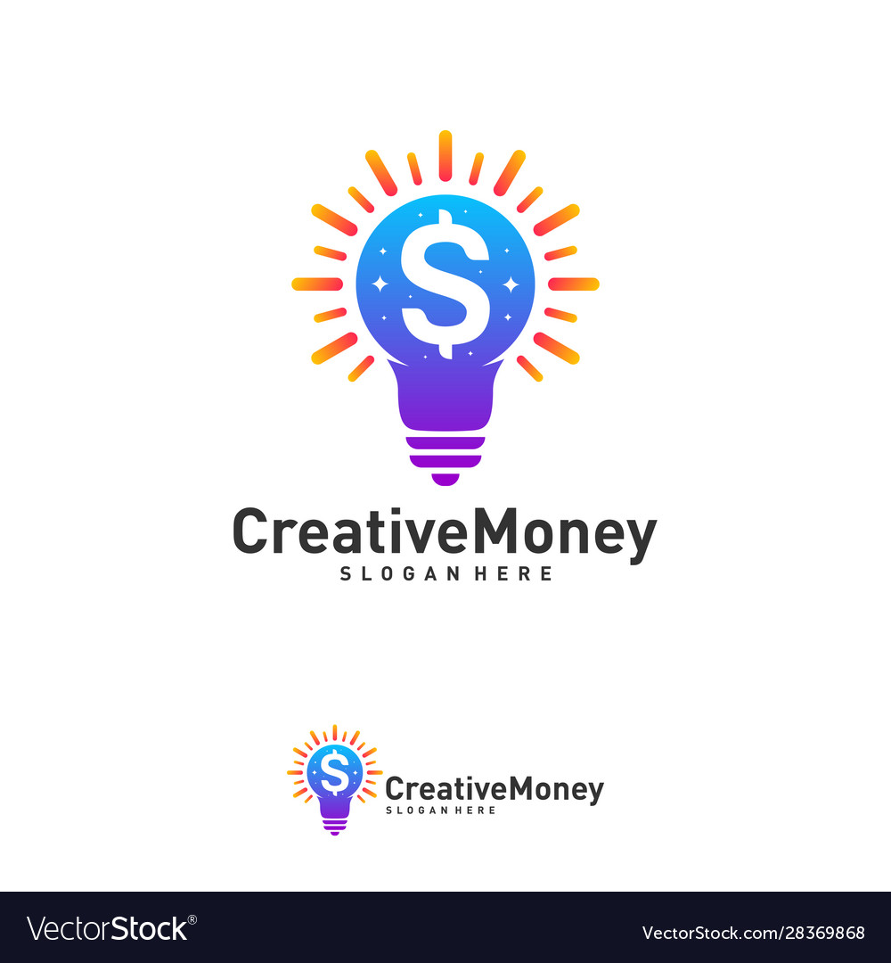 Bulb icon with money logo design concept simple