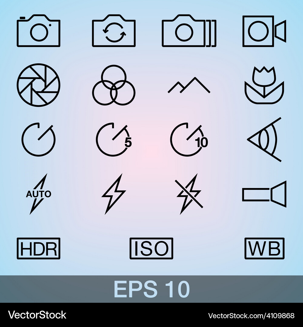 Camera icons thin Royalty Free Vector Image - VectorStock