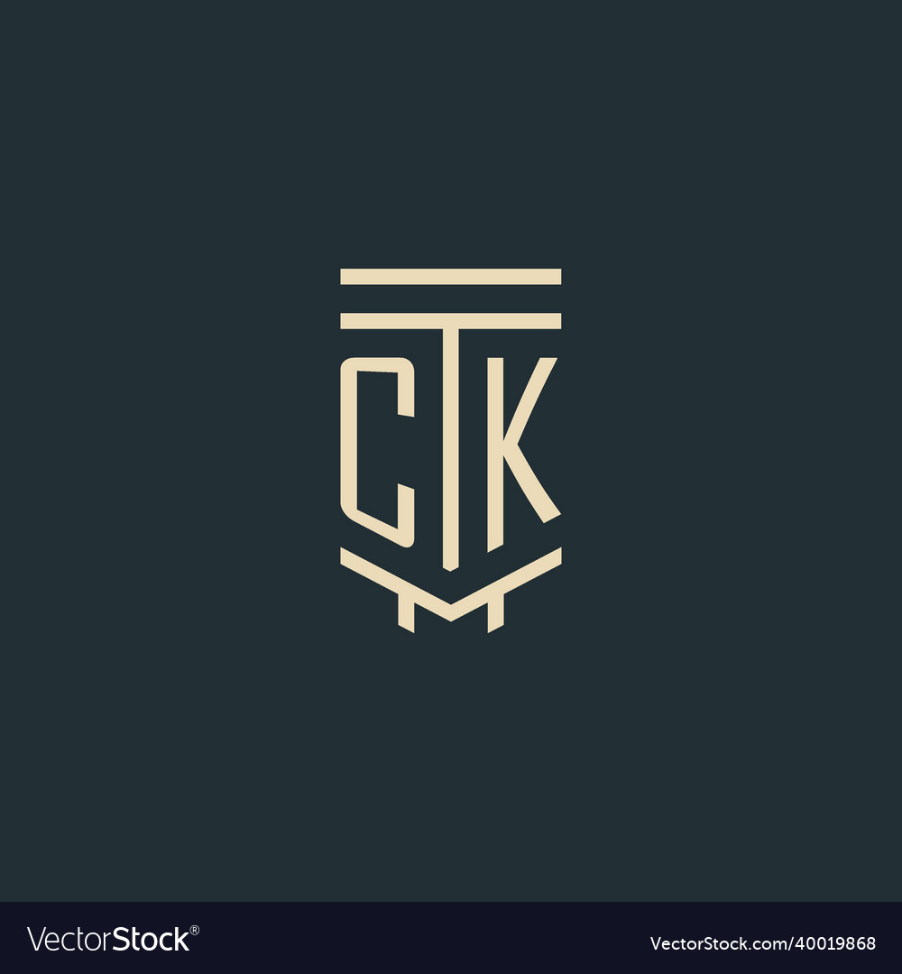 Ck initial monogram with simple line art pillar Vector Image Ck initial monogram with simple line art pillar