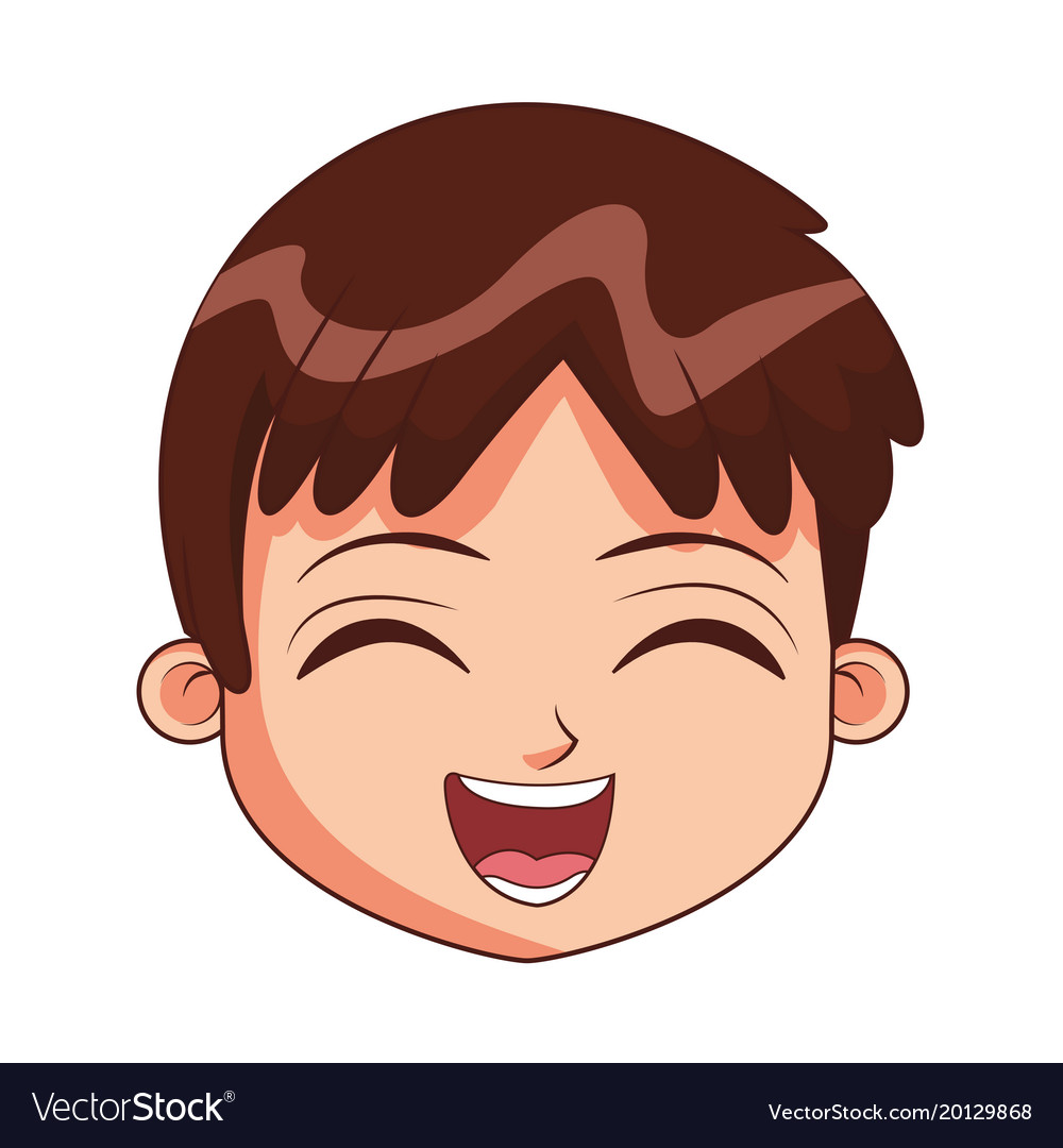 Cute boy face cartoon Royalty Free Vector Image