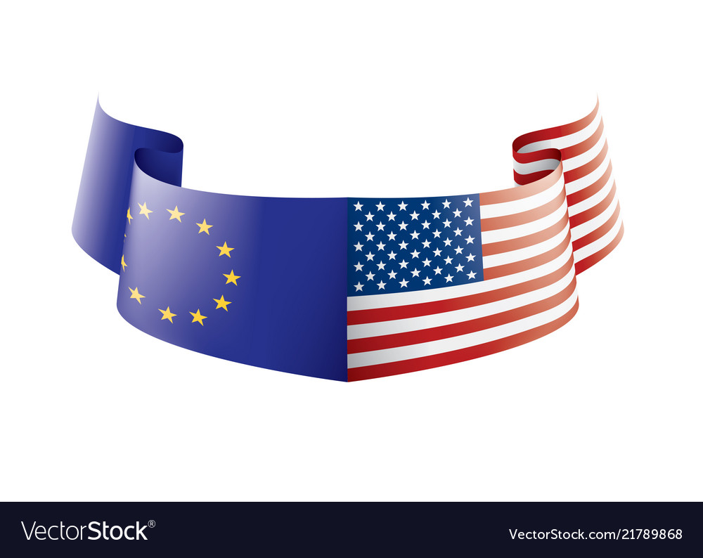 European union and american flags