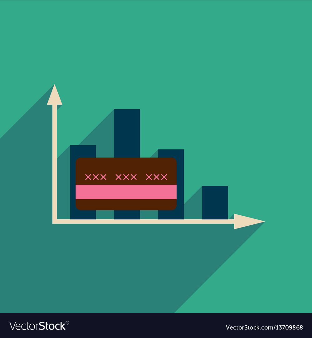 Flat web icon with long shadow graph