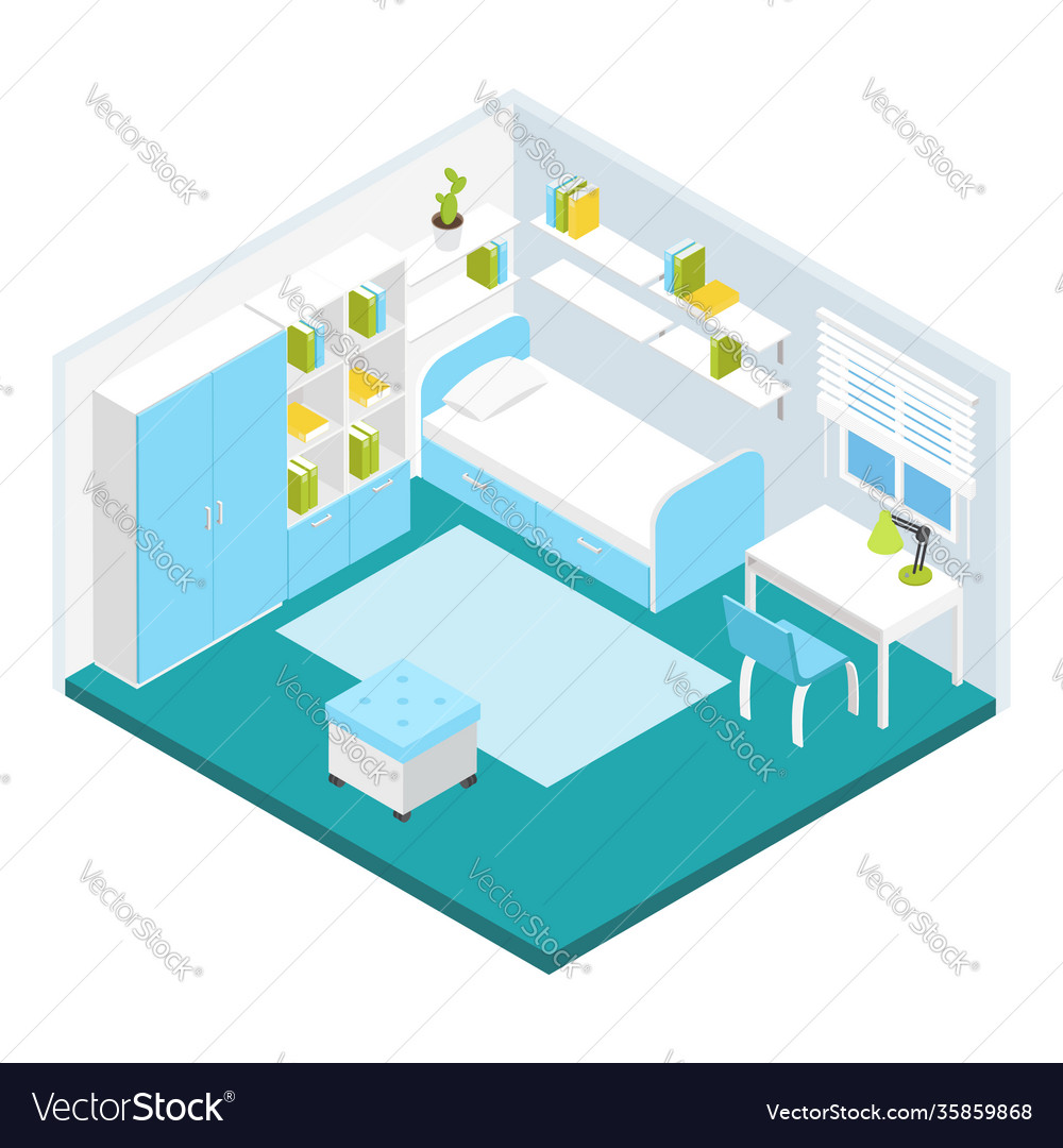 Isometric children room composition