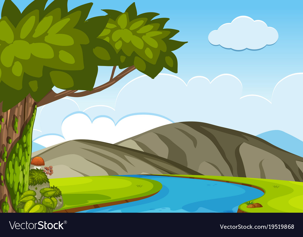 Nature scene with trees and mountains