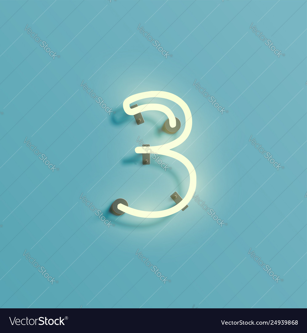 Realistic neon character from a fontset vector image Realistic neon character from a fontset