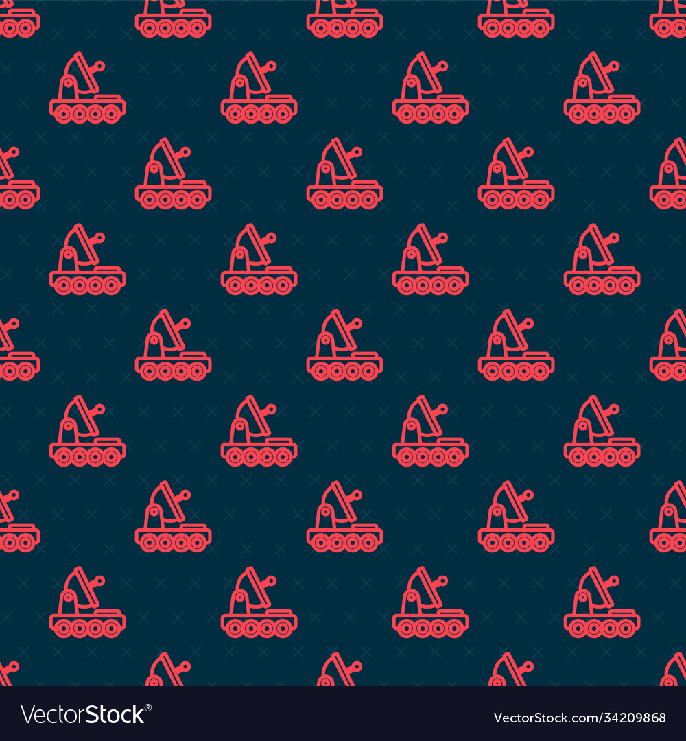Red line mars rover icon isolated seamless pattern