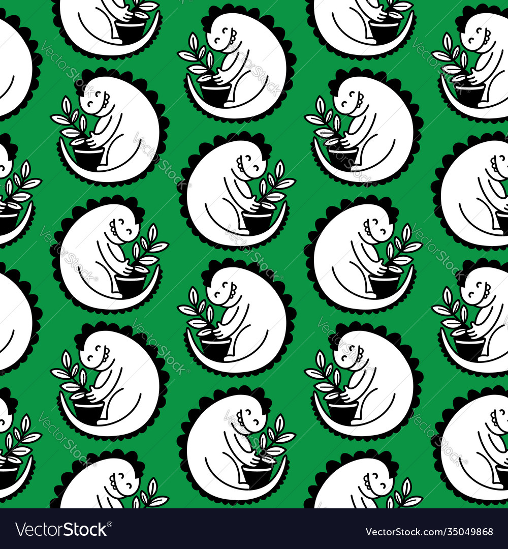 Seamless pattern with dinosaurs