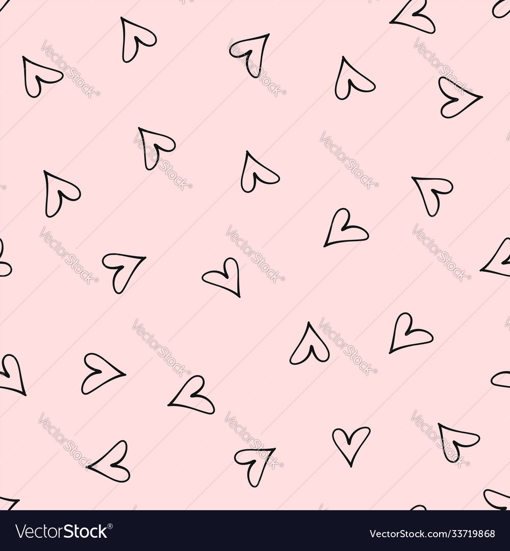 Seamless pattern with repeated heart shape sketch vector image Seamless pattern with repeated heart shape sketch