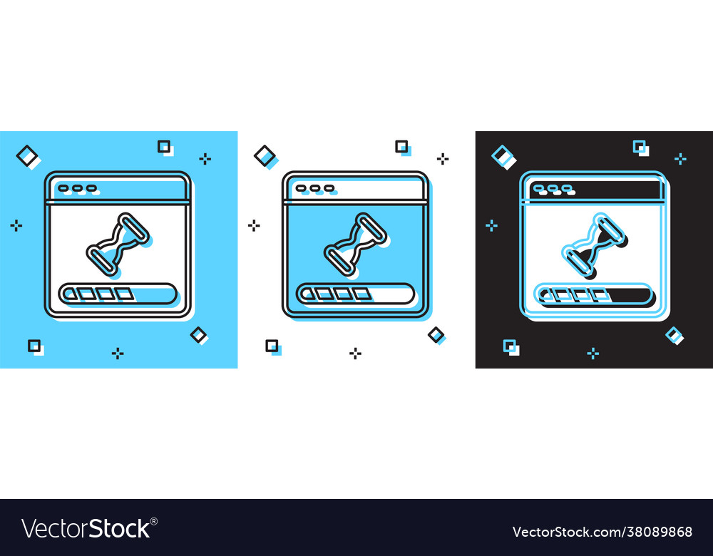 Set loading a data window with progress bar icon vector image Set loading a data window with progress bar icon