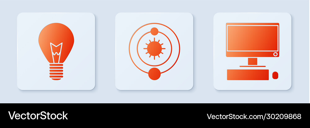 Set solar system light bulb with concept idea Vector Image