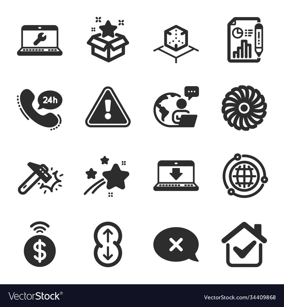 Set technology icons such as report document vector image Set technology icons such as report document
