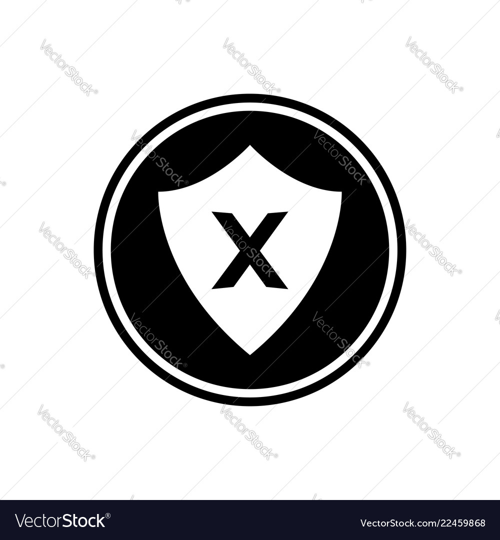 Shield and cross round glyph icon user interface vector image Shield and cross round glyph icon user interface