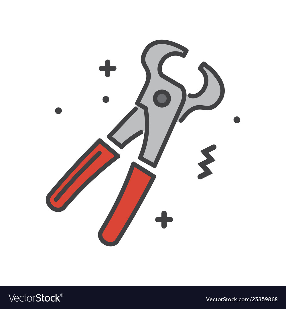 Tool pliers line icon on white background