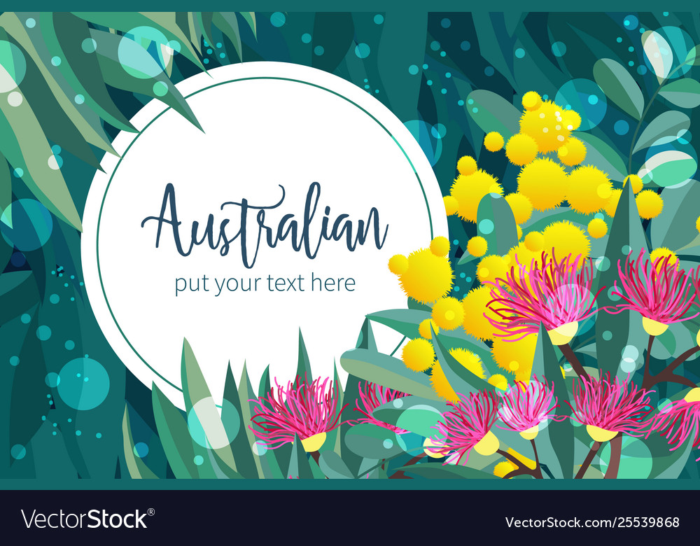 Tropical austalia design leaves and flowers