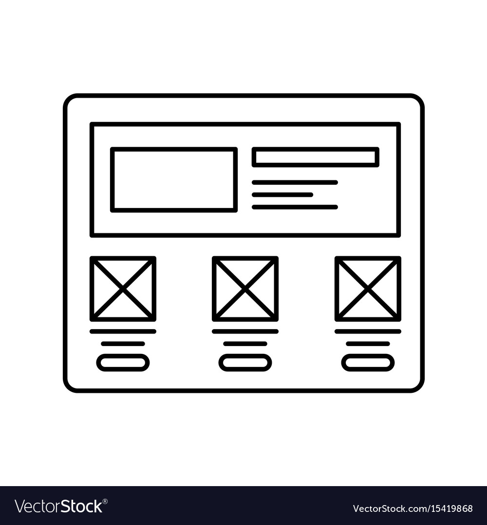 Wireframe in screen lined icon website page