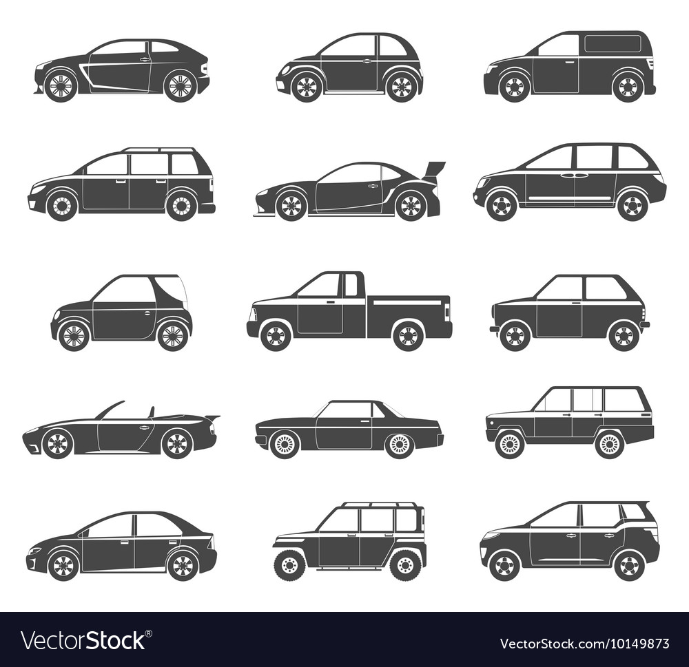 Car icons black Royalty Free Vector Image - VectorStock