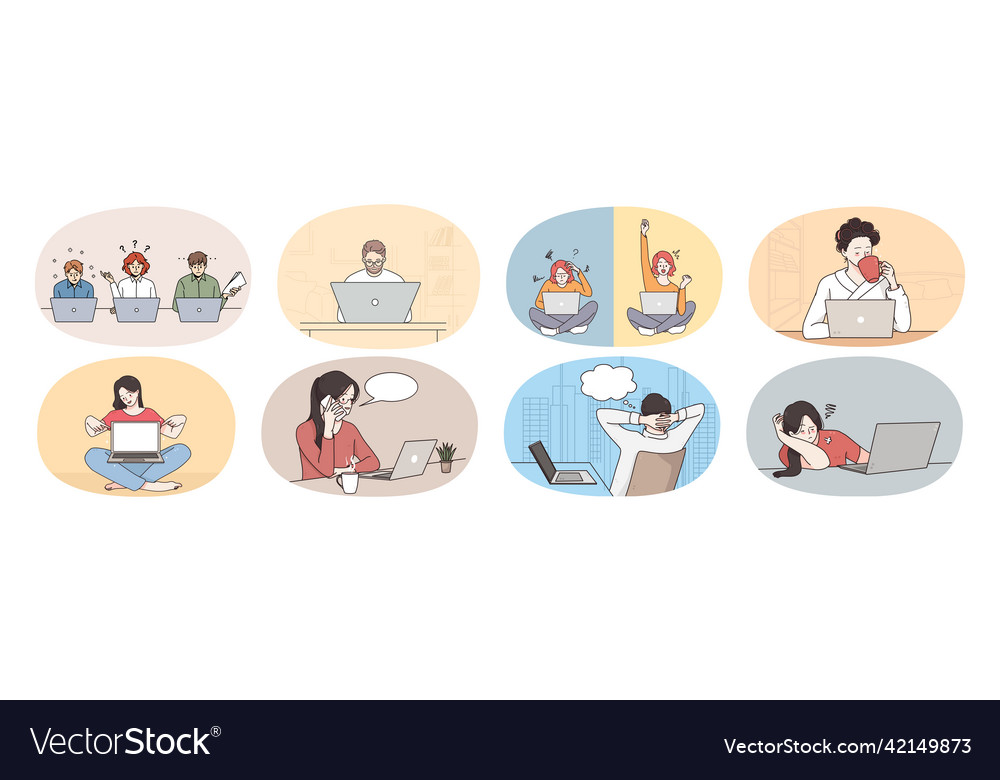 Collection of people browse internet on computer