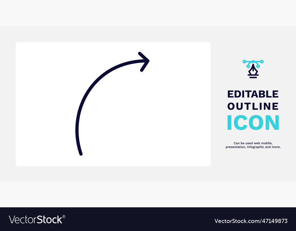 Curve arrow icon thin line from vector image Curve arrow icon thin line from