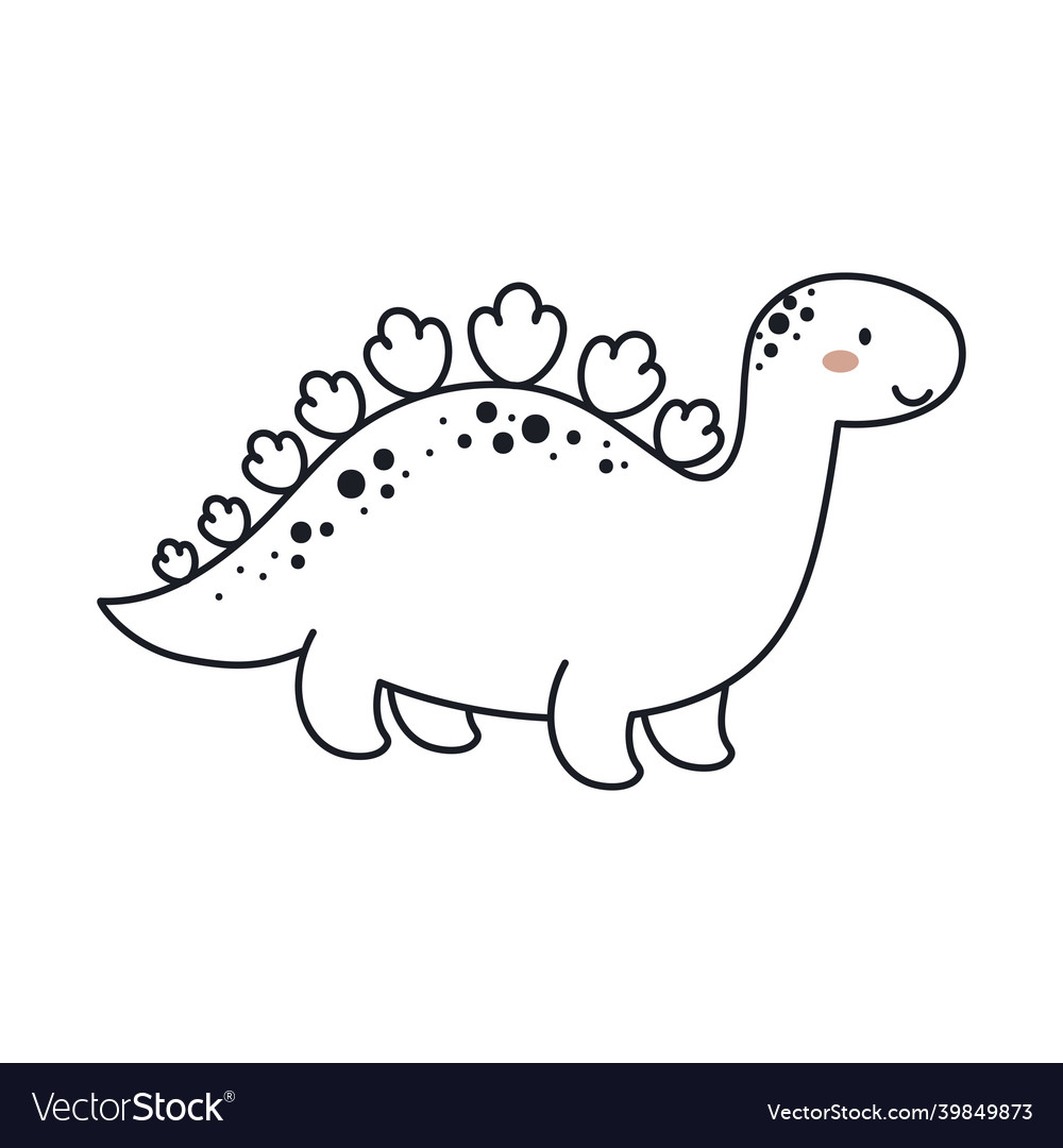 Cute dinosaur in outline sketch style funny Vector Image