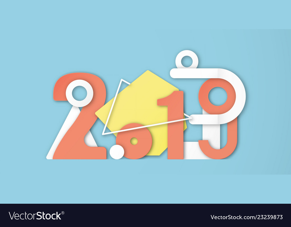 Frohes neues Jahr 2019 Dekoration auf blauem Hintergrund vector image Frohes neues Jahr 2019 Dekoration auf blauem Hintergrund