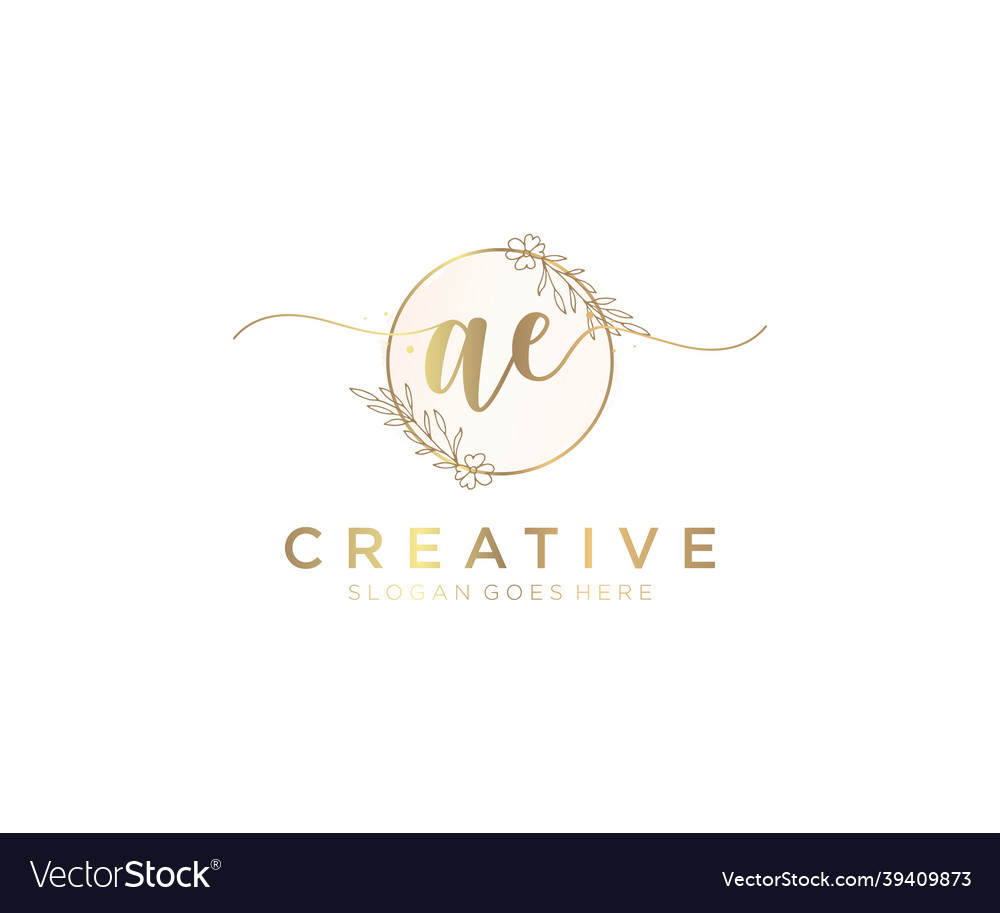 Initial ae feminine logo beauty monogram