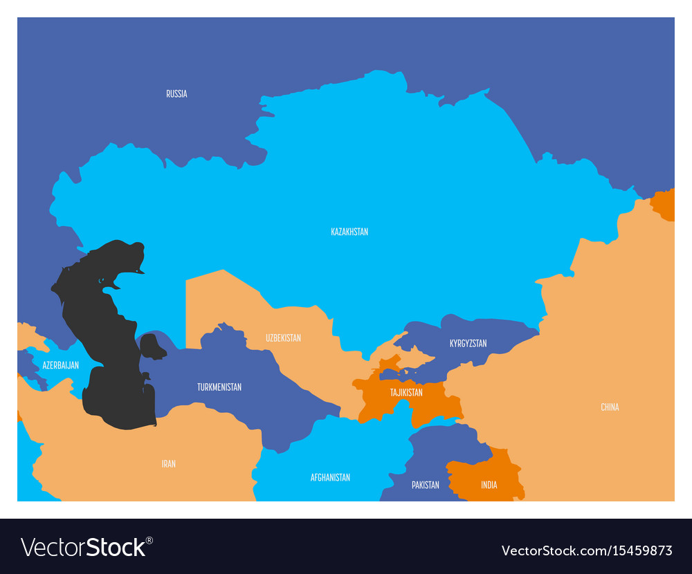 map of central asia region with flat map in four vector image on vectorstock