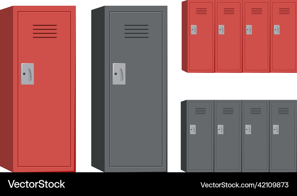 Red and black locker on white background Vector Image