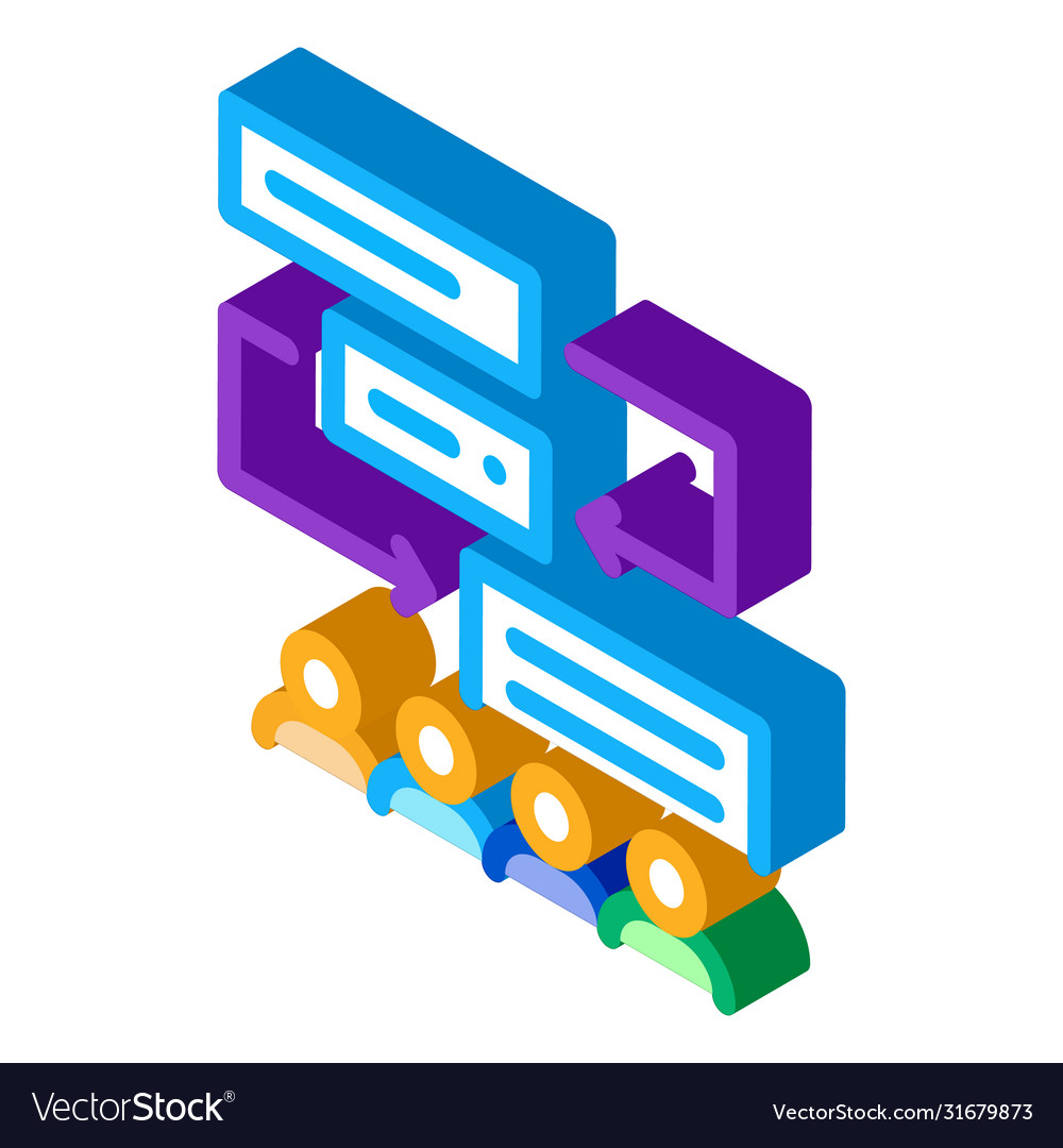 Replacement components algorithm isometric icon vector image Replacement components algorithm isometric icon