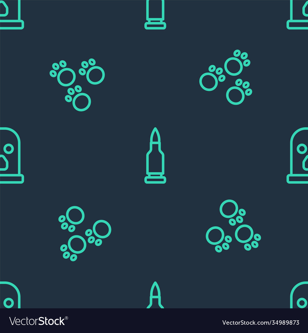 Set line bullet paw print and balaclava Vector Image Set line bullet paw print and balaclava