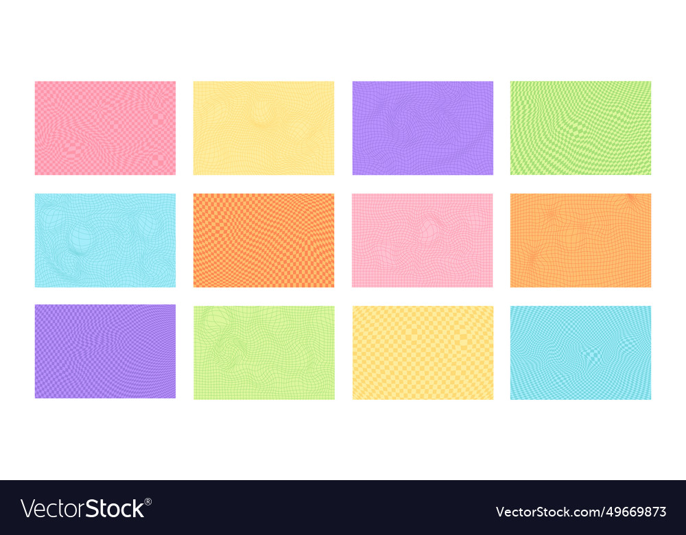 Set of retro psychedelic checkerboard pattern vector image Set of retro psychedelic checkerboard pattern