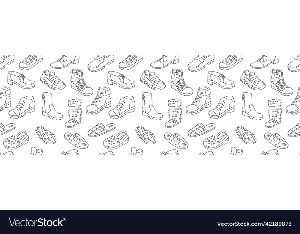 Shoes seamless pattern background different types