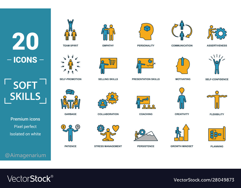 Soft skills icon set include creative elements vector image Soft skills icon set include creative elements
