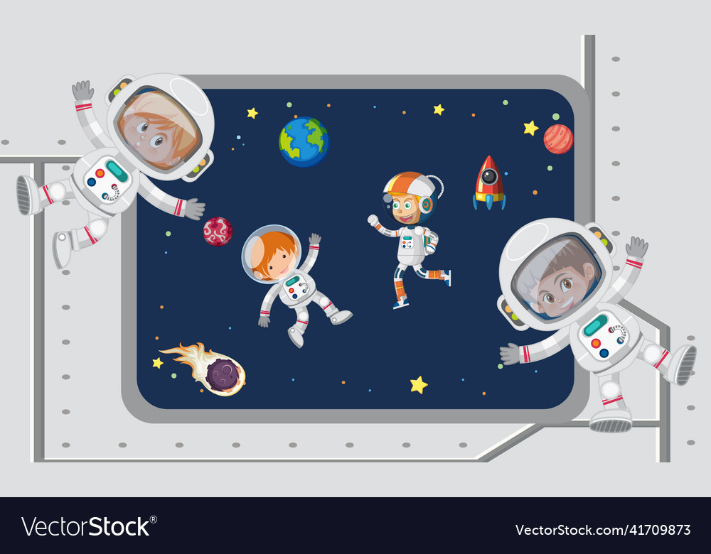 Spaceship monitor scene with astronaut