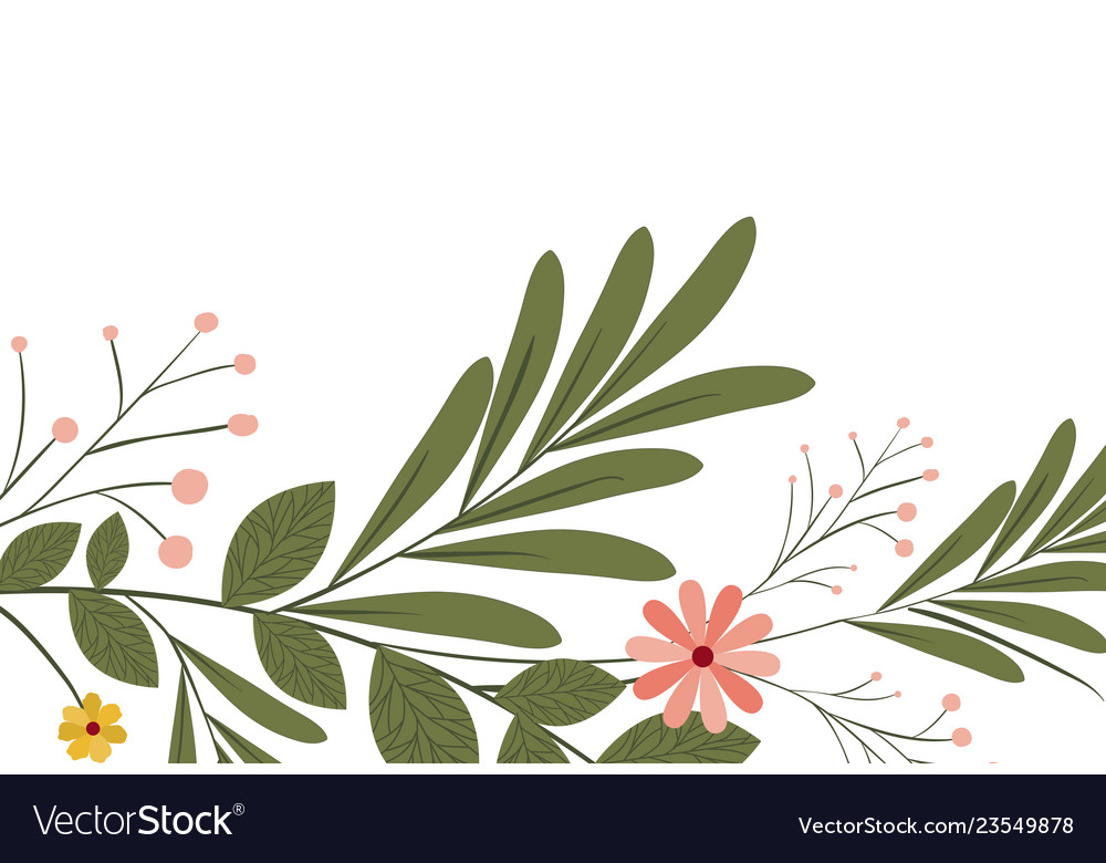 Beautiful flowers with leafs isolated icon