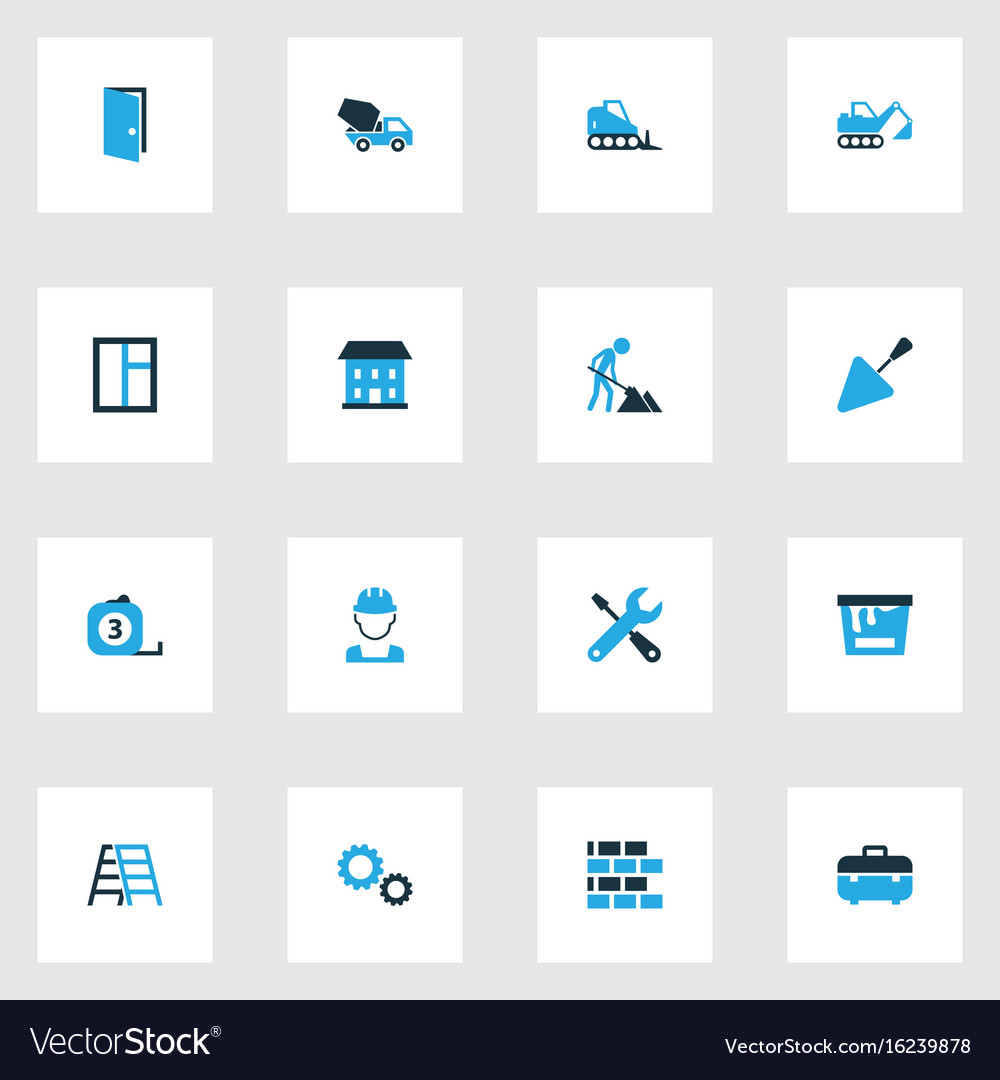 Building colorful icons set collection