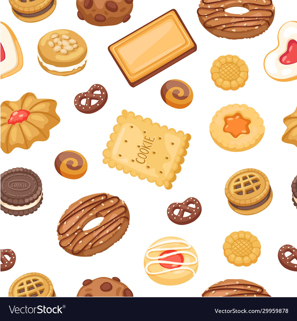 Cookies seamless pattern different chocolate