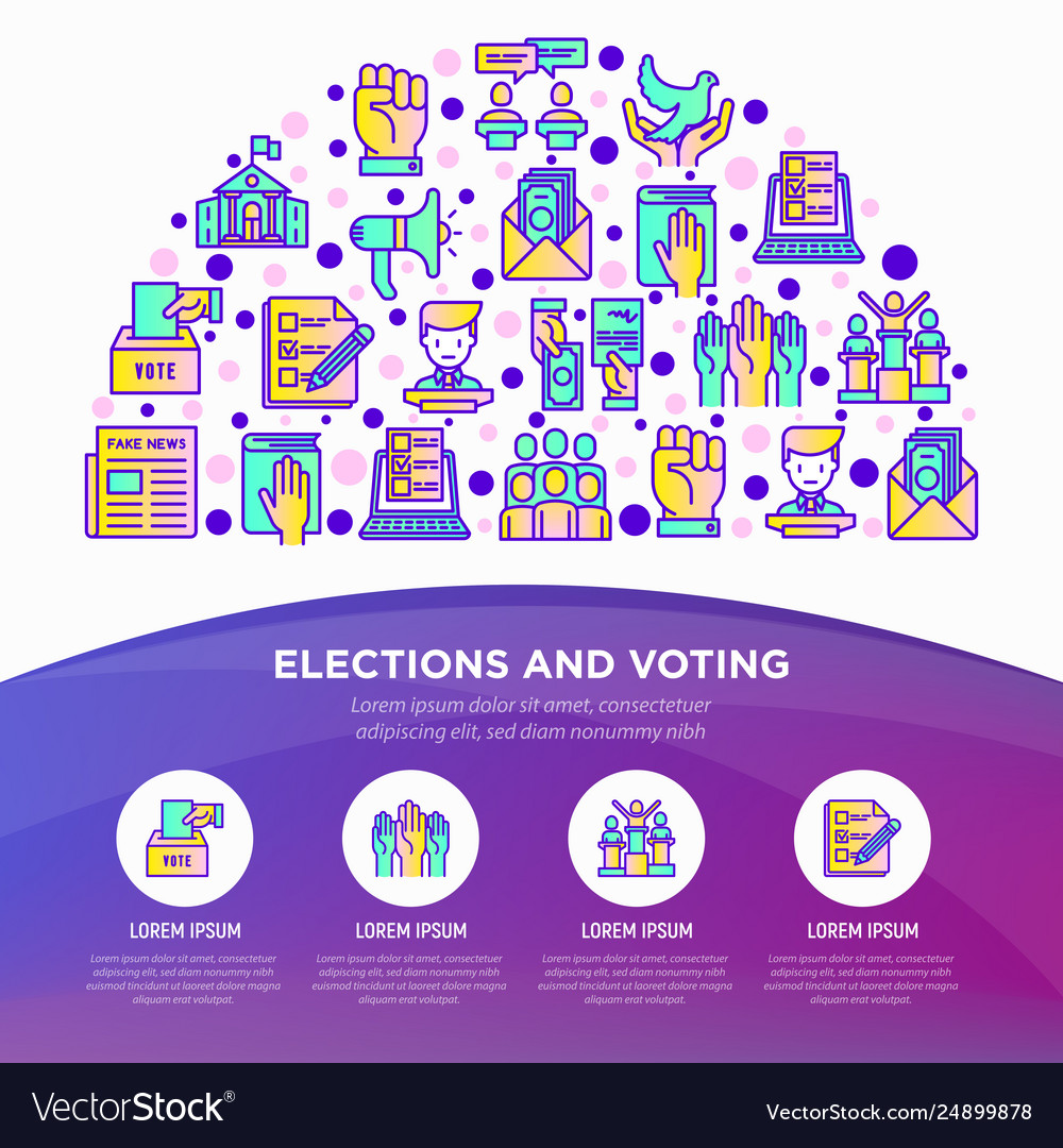 Election and voting concept in half circle